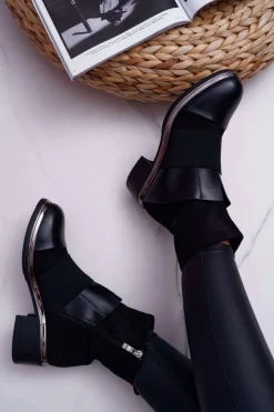 Boto Botki Zimowe Damskie|Botki Zamszowe*Botki Damskie Zamszowe Z Gumką Czarne Mange