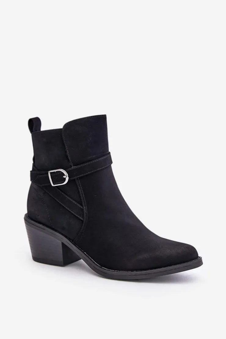 Boto Botki Na Słupku|Czarne Botki*Botki Kowbojki Na Obcasie Z Noskami W Szpic Ocieplane Na Zamek Czarne Glamer