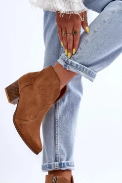 Clearance Boto Botki Kowbojki Zamszowe Lewski EV28 Brązowe