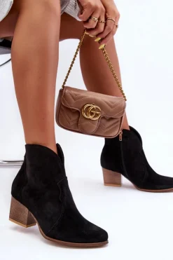 Clearance Boto Botki Kowbojki Zamszowe Lewski EV28 Czarne