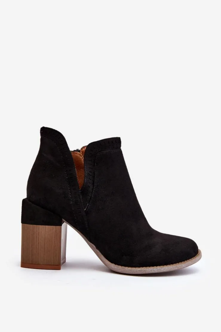 Clearance Boto Botki Na Masywnym Słupku Z Wycięciem Czarne Jolnima Czarny