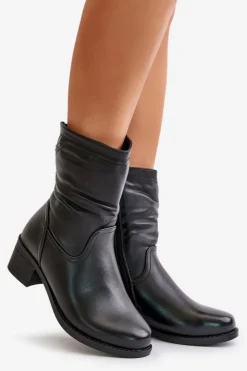 Damskie Buty damskie Vinceza Botki Na Niskim Obcasie Ocieplane Futerkiem Vinceza 85155 Czarne