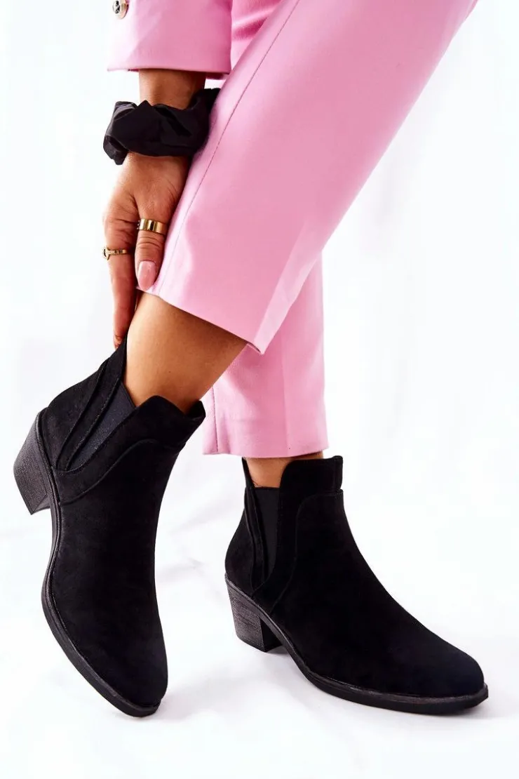 Buty Sergio Leone Botki Na Słupku|Czarne Botki*Botki Na Obcasie Sergio Leone BT620 Czarne