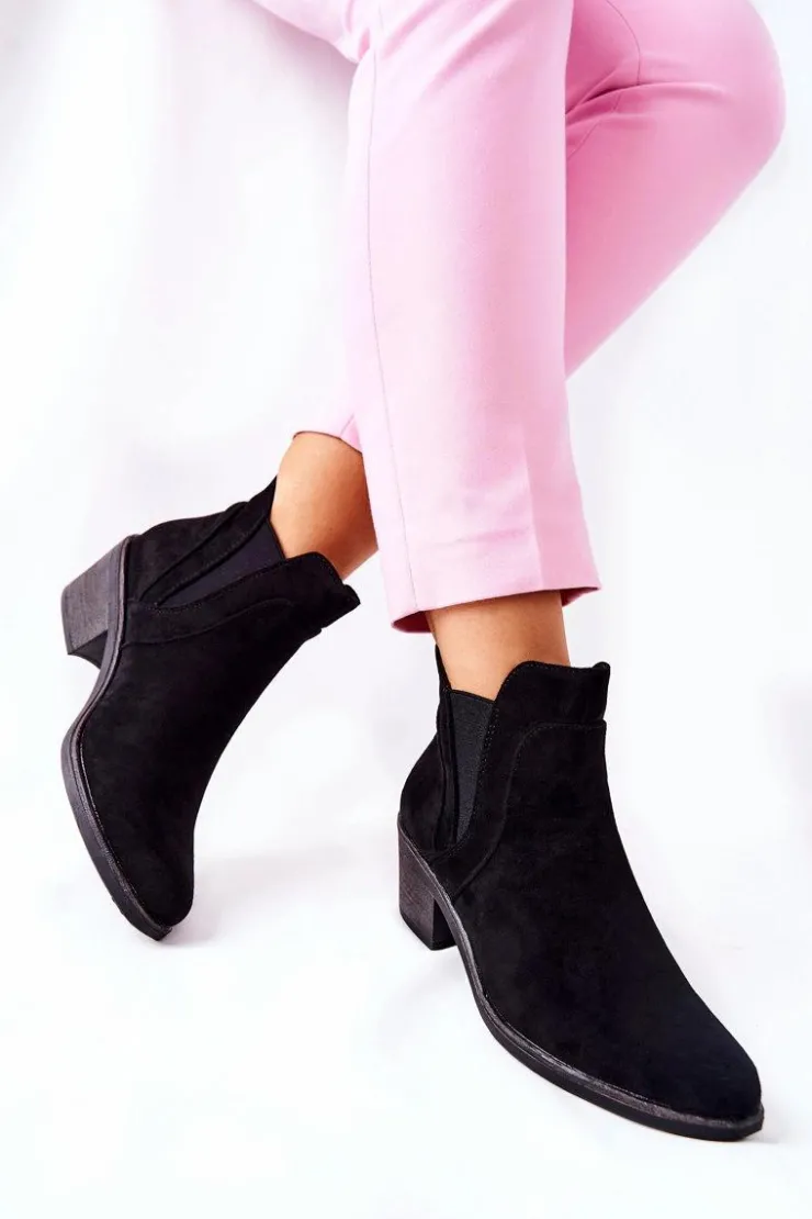 Buty Sergio Leone Botki Na Słupku|Czarne Botki*Botki Na Obcasie Sergio Leone BT620 Czarne