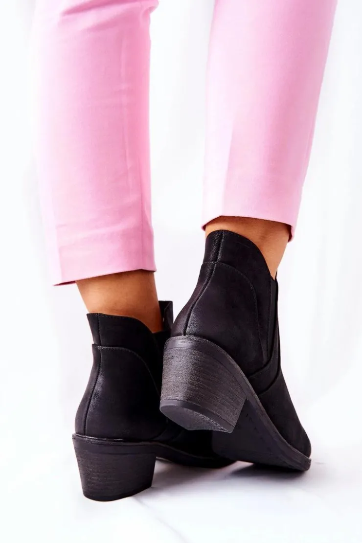 Buty Sergio Leone Botki Na Obcasie Sergio Leone BT620 Czarne