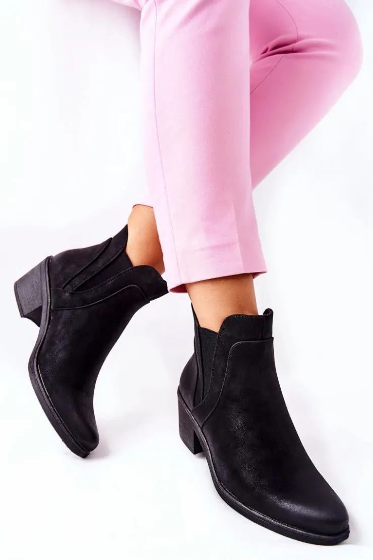 Buty Sergio Leone Botki Na Obcasie Sergio Leone BT620 Czarne