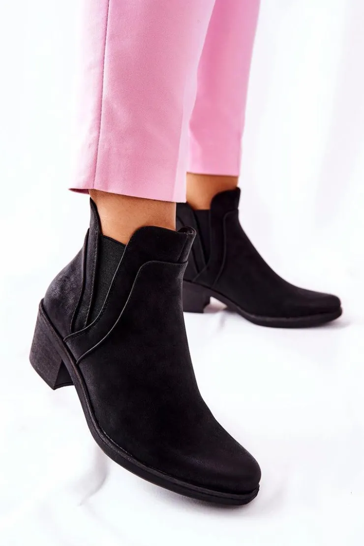 Buty Sergio Leone Botki Na Obcasie Sergio Leone BT620 Czarne