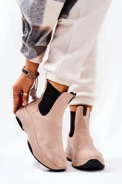 Boto Botki Na Koturnie|Czarne Botki*Botki Na Platformie Zamszowe Beżowe Nicci