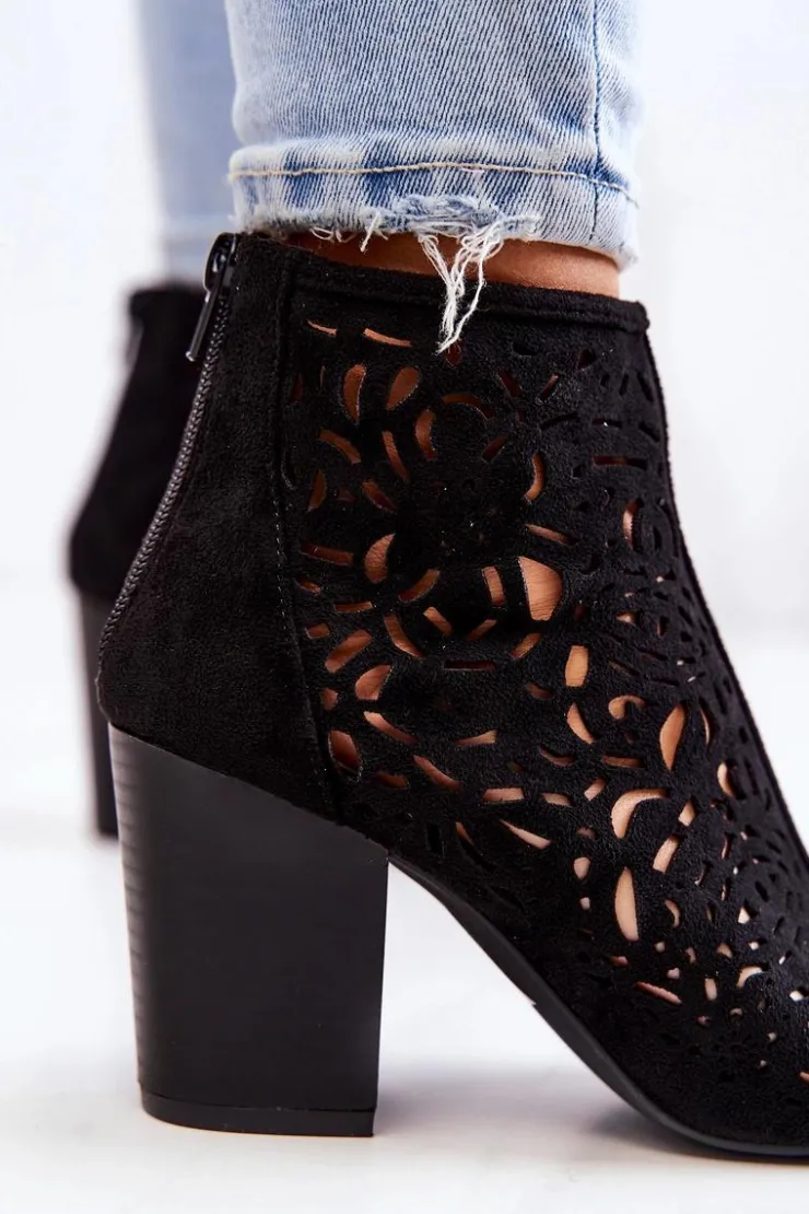 Boto Botki Wiosenne|Botki Na Słupku*Botki Na Słupku Ażurowe Czarne Brittany