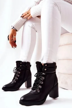 Clearance Boto Botki Na Słupku Ocieplane Czarne Charmmis