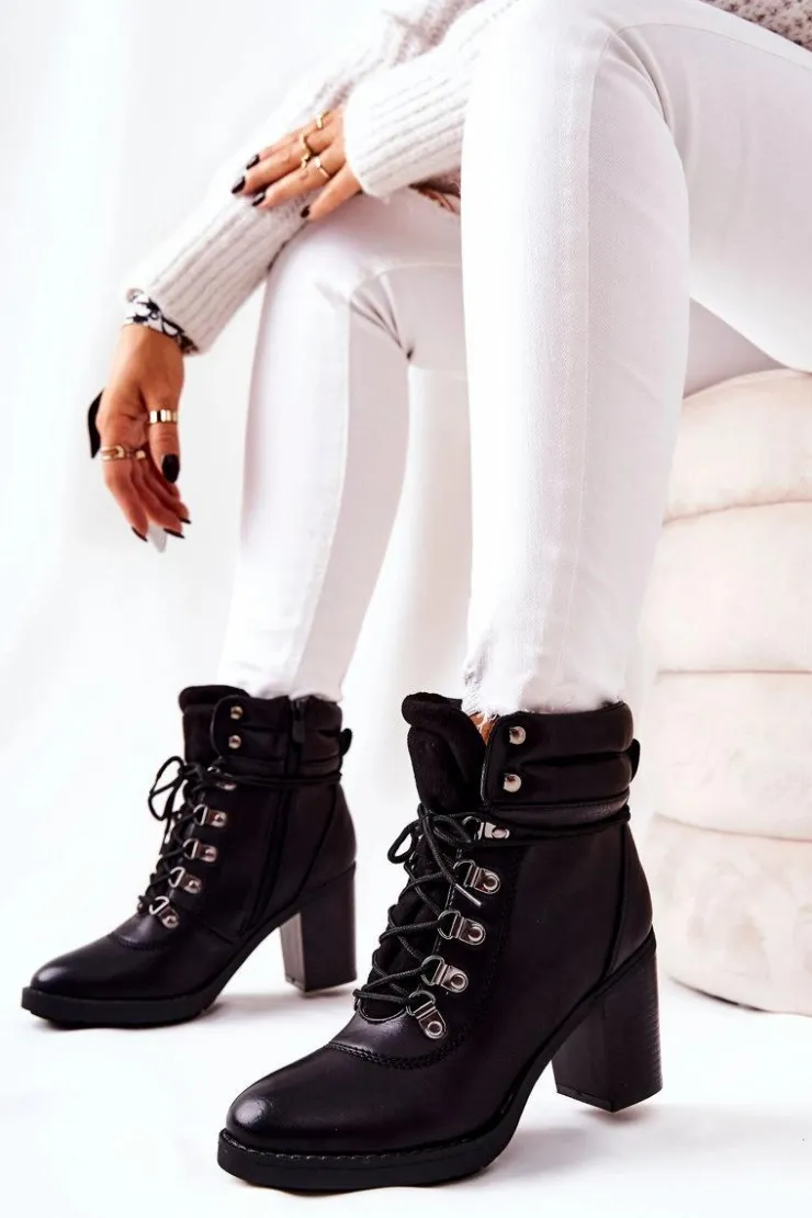 Clearance Boto Botki Na Słupku Ocieplane Czarne Charmmis