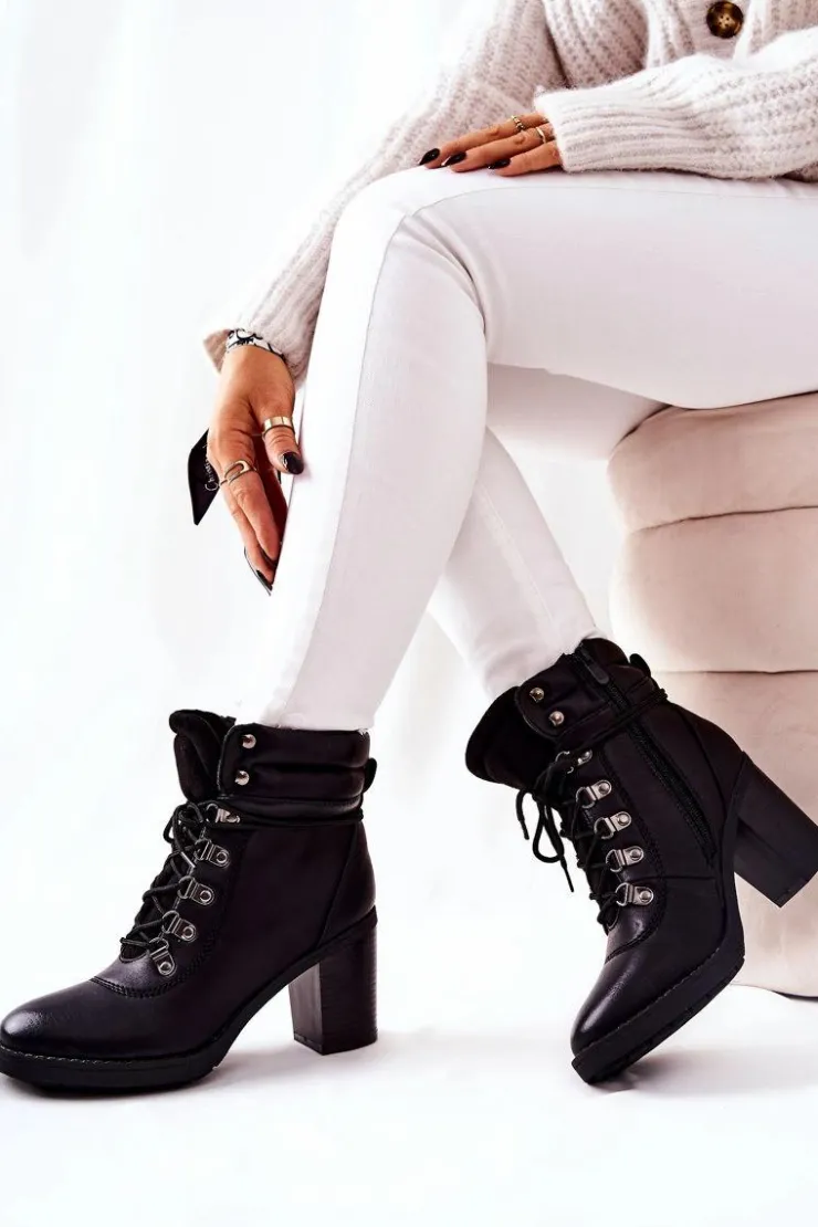 Clearance Boto Botki Na Słupku Ocieplane Czarne Charmmis