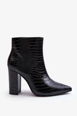 Clearance Boto Botki Na Słupku Wężowy Wzór Czarne Daldala