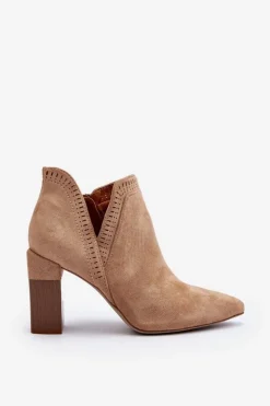 Boto Botki Wiosenne|Botki Na Słupku*Botki Na Słupku Z Ażurowym Wzorem Beżowe Vailen