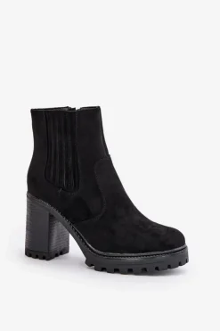 Damskie Boto Botki Na Słupku Z Eko Zamszu Czarne Mesiella