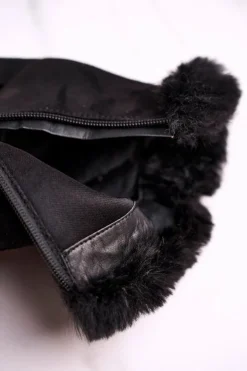 Boto Botki Na Słupku|Czarne Botki*Botki Na Słupku Z Futerkiem Zamszowe Czarne Sophie