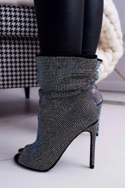 Best Boto Botki Na Szpilce Z Cyrkoniami Lu Boo Czarne