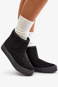 Hot Big Star Shoes Botki Śniegowce Na Zamek Ocieplane Futerkiem Big Star OO274A522 Czarne Czarny