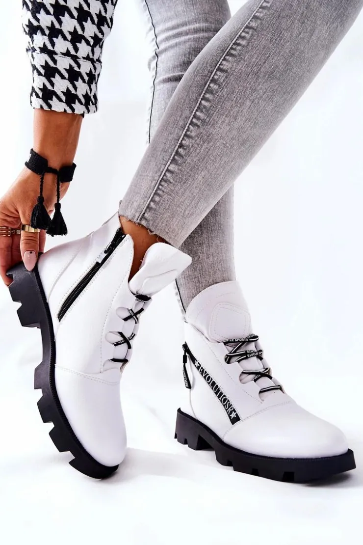 Online Buty Sergio Leone Botki Ocieplane Futerkiem Sergio Leone Białe TR740