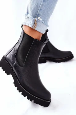 Boto Botki Skórzane|Czarne Botki*Botki Sztyblety Czarne Nicole 2672