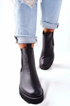 Boto Botki Skórzane|Czarne Botki*Botki Sztyblety Czarne Nicole 2672