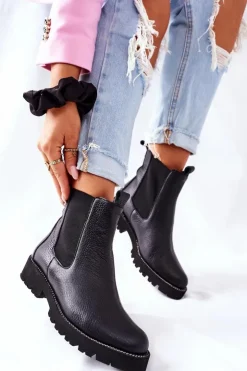 Boto Botki Skórzane|Czarne Botki*Botki Sztyblety Czarne Nicole 2672