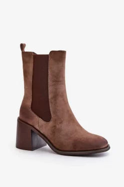 Boto Botki Na Słupku|Czarne Botki*Botki Sztyblety Damskie Na Obcasie Słupku Z Eko Zamszu Brązowe Naorita