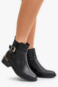 Boto Botki Ocieplane|Botki Na Słupku*Botki Sztyblety Damskie Na Niskim Obcasie Ocieplane Czarne Zinlora