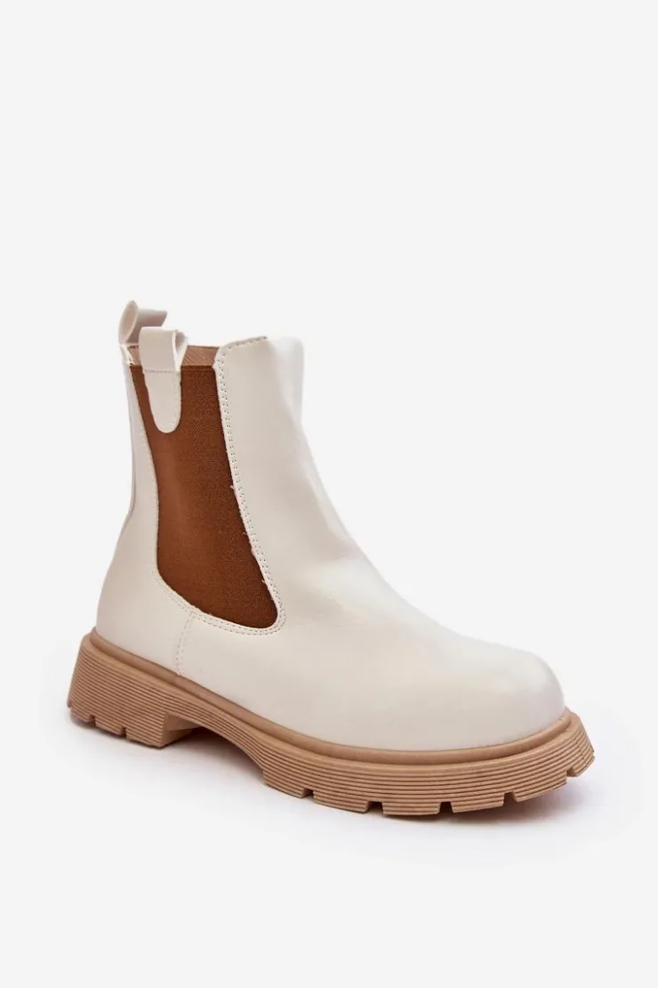 Sale Boto Botki Sztyblety Damskie Na Zamek Białe Ramhel Biały