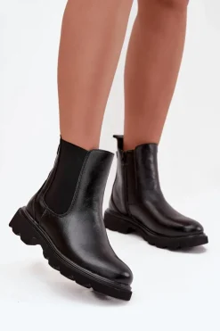 Outlet Boto Botki Sztyblety Damskie Ocieplane Na Zamek Czarne Rivelia Czarny