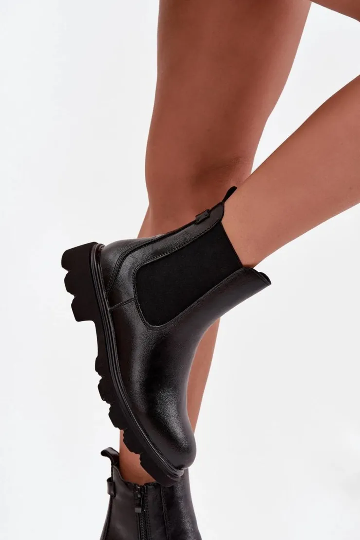 Outlet Boto Botki Sztyblety Damskie Ocieplane Na Zamek Czarne Rivelia Czarny