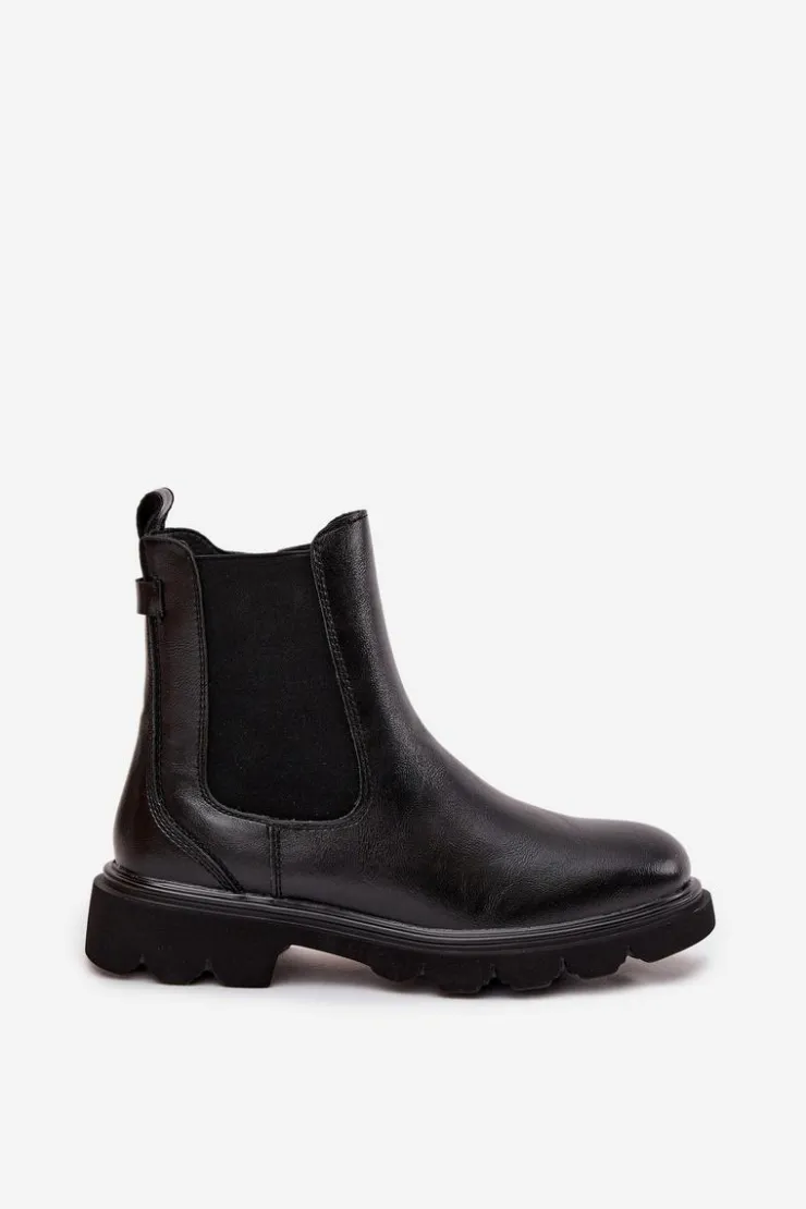 Outlet Boto Botki Sztyblety Damskie Ocieplane Na Zamek Czarne Rivelia Czarny