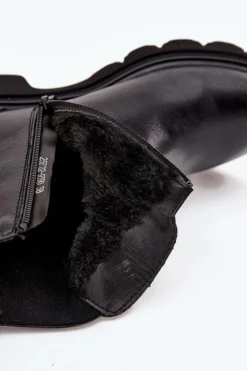 Outlet Boto Botki Sztyblety Damskie Ocieplane Na Zamek Czarne Rivelia Czarny