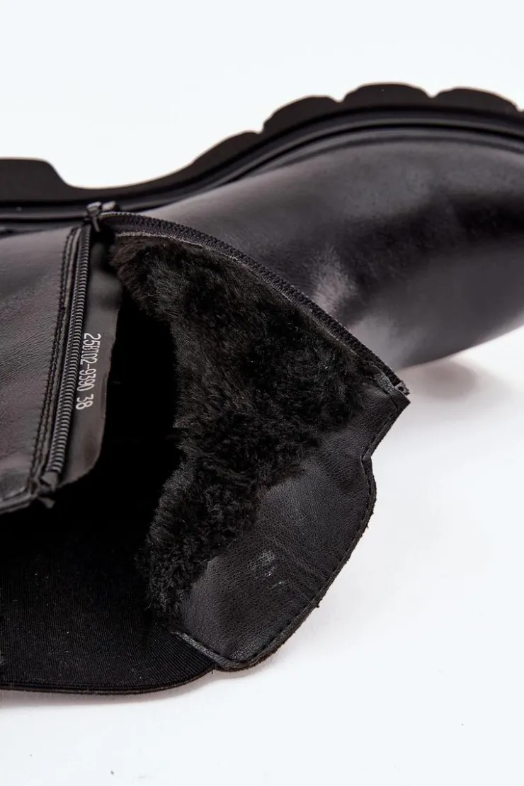 Outlet Boto Botki Sztyblety Damskie Ocieplane Na Zamek Czarne Rivelia Czarny