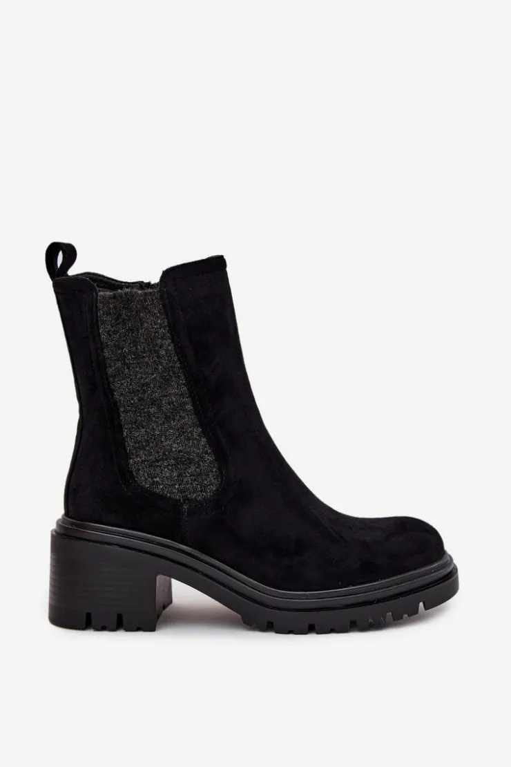 Boto Botki Ocieplane|Botki Na Obcasie*Botki Sztyblety Damskie Ocieplane Na Klocku Czarne Zoralia Czarny