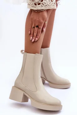 Boto Brązowe I Beżowe Botki|Botki Na Obcasie*Botki Sztyblety Na Masywnym Obcasie Beżowe Ironna