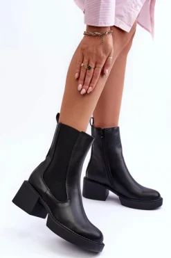 Boto Czarne Botki|Brązowe I Beżowe Botki*Botki Sztyblety Na Masywnym Obcasie Czarne Ironna