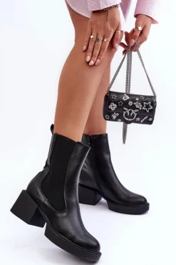 Boto Czarne Botki|Brązowe I Beżowe Botki*Botki Sztyblety Na Masywnym Obcasie Czarne Ironna