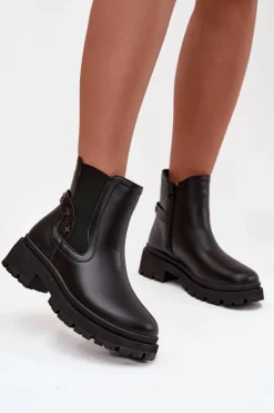 Clearance Boto Botki Sztyblety Na Zamek Z Ozdobnymi Detalami Ocieplane Czarne Verisse