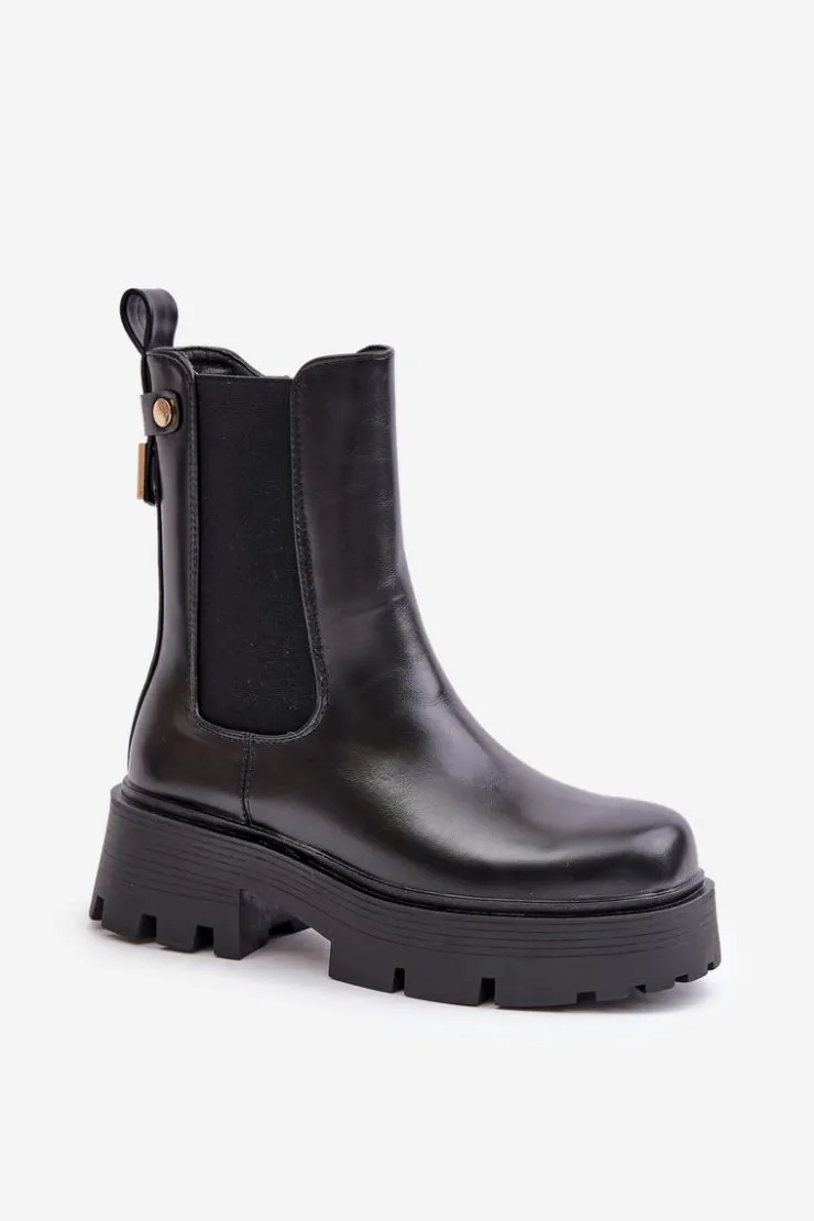 Boto Czarne Botki|Botki Płaskie*Botki Sztyblety Na Zamek Eko Skórzane Czarne Ninnet