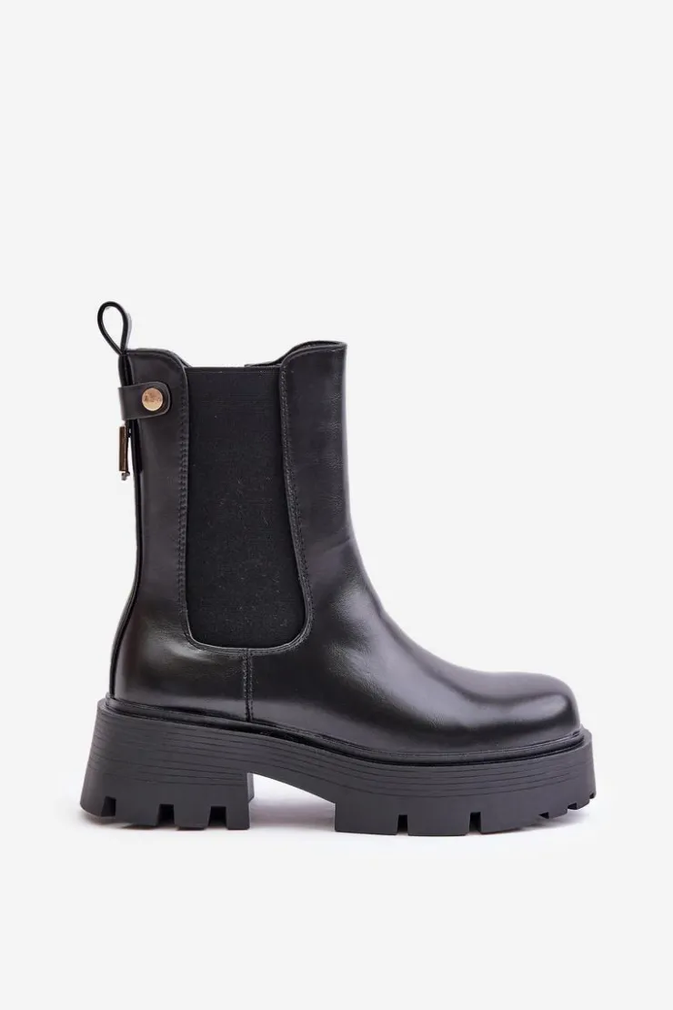 Boto Czarne Botki|Botki Płaskie*Botki Sztyblety Na Zamek Eko Skórzane Czarne Ninnet