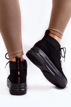 Damskie Cross Jeans Botki Trapery KK2R4074C Czarne