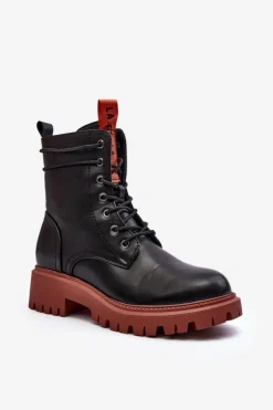 Boto Damskie Trapery|Botki Sznurowane*Botki Trapery Damskie La.Fi 250045OR-LA Czarne