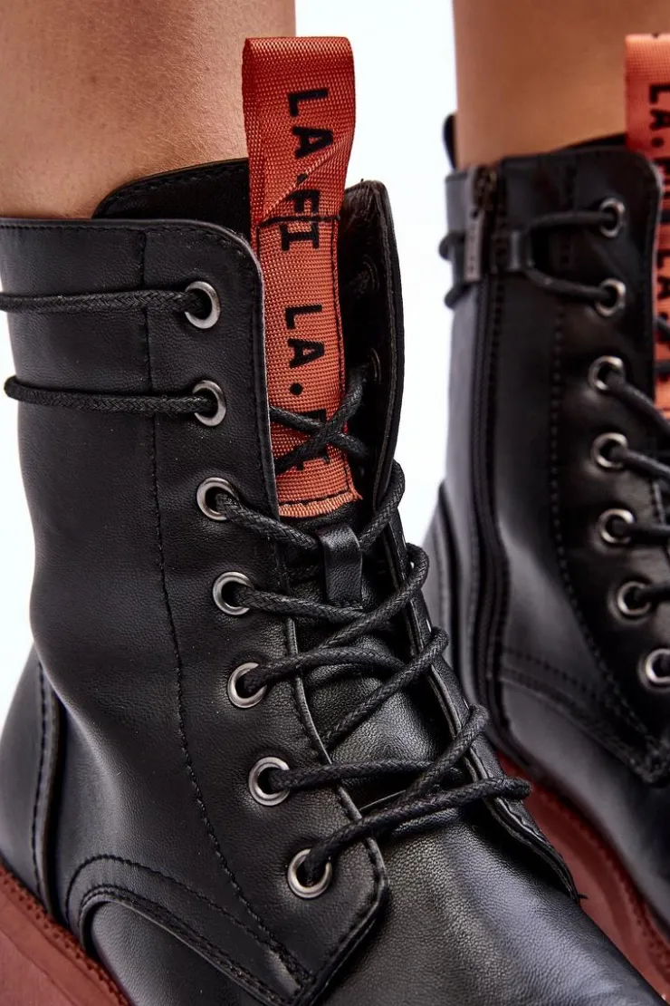 Boto Damskie Trapery|Botki Sznurowane*Botki Trapery Damskie La.Fi 250045OR-LA Czarne