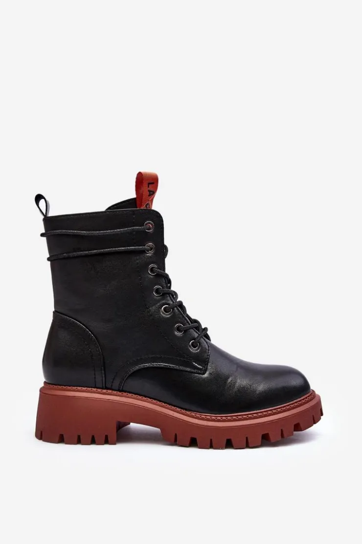 Boto Damskie Trapery|Botki Sznurowane*Botki Trapery Damskie La.Fi 250045OR-LA Czarne