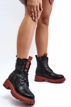 Boto Damskie Trapery|Botki Sznurowane*Botki Trapery Damskie La.Fi 250045OR-LA Czarne