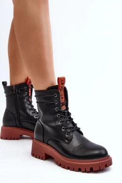 Boto Damskie Trapery|Botki Sznurowane*Botki Trapery Damskie La.Fi 250045OR-LA Czarne