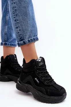 Damskie Lee Cooper Botki Trapery Damskie Ocieplane Sznurowane LCJ-23-44-1976L Czarne