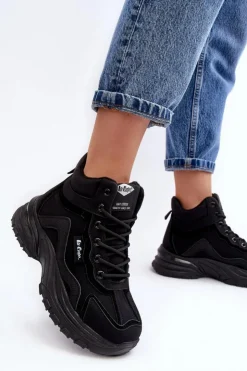 Damskie Lee Cooper Botki Trapery Damskie Ocieplane Sznurowane LCJ-23-44-1976L Czarne