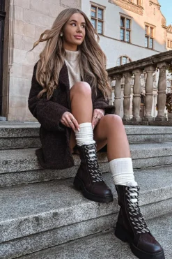 Boto Botki Ocieplane|Damskie Trapery*Botki Trapery Damskie Z Eko Skóry Czekoladowe Bellora Brązowy